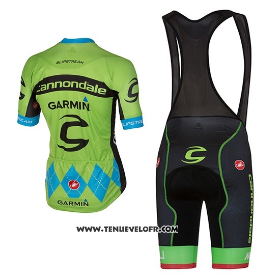 2017 Maillot Ciclismo Cannondale Vert et Bleu Manches Courtes et Cuissard